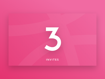 3 Invites 3 card dribbble invitations invites pink three