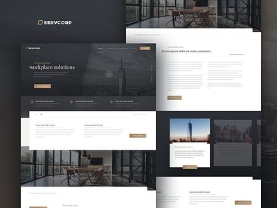UI Challenge Servcorp Mockup branding bronze cards new york office simple trade center ui web website