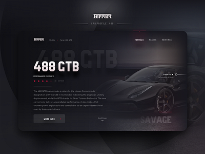 Ferrari 488 Gtb black car card dark ferrari lamborghini matte black mclaren red supercar ui