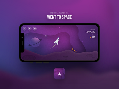 The Little Rocket colour game mobile phone points purple rocket shuttle space stars ui