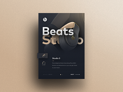 Beats Concept #3 beats beats by dre black black and gold branding card crypto dark depth earphone ecommerce gold headphones product product card shadow startup texture textured web