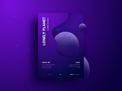 Lonely Planet app app concept card card ui crypto dark depth earth ios modern planet purple shadow simpe space stars sun ui universe website