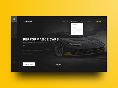 Performance Cars car card crypto dark depth ecommerce grid header lamborghini landing page lines menu minimal navigation pattern platform simple swiss web website