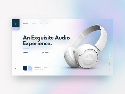 An Exquisite Audio Experience blog branding card color crypto depth ecommerce glow gradient header headphones layout logo minimal navigation product shadow simple vibrant website