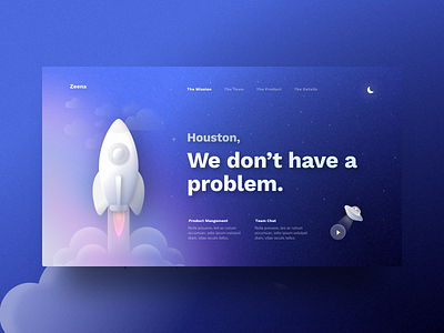 Houston We Don't Have A Problem abstract clean colour crypto ecommerce flying glow gradient illustration landing layout design minimal shuttle sign up simple simple design sky space website