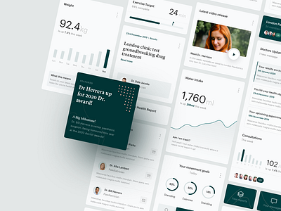 Healthtech Dashboard analytics cards clean component library dashboard data doctor green grid health healthcare hospital landing page minimalist platform product simple statistics web website