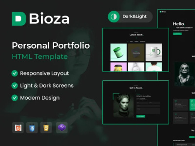 Bioza Personal Portfolio agency branding business consulting design graphic design illustration it logo multipurpose ui