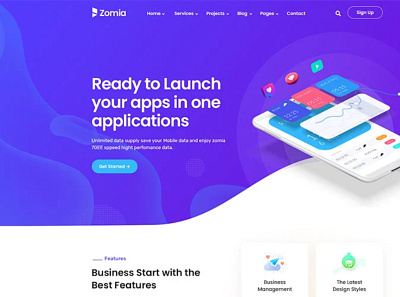 Zomia App Showcase PSD Template agency business consulting design graphic design illustration it logo multipurpose psd ui