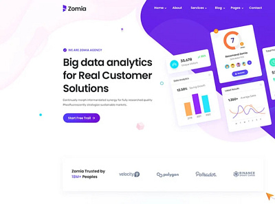Zomia Data Analytics PSD Template agency business consulting design graphic design illustration it logo multipurpose ui