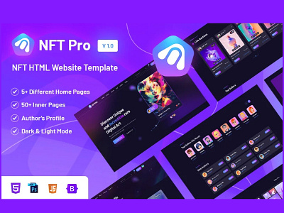 NftPro NFT Marketplace Top HTML5 Template agency business consulting crypto cryptocurency design graphic design illustration it marketing multipurpose nft nft pro ui