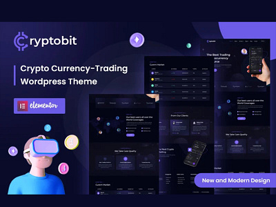 Cryptobit - Trading WordPress Theme agency branding business clockchain concalting consulting crypto design graphic design illustration marketing multipurpose