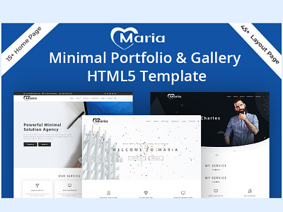 Maria Minimal Portfolio & Multipurpose HTML5 Template agency brand business consulting design finance gallary graphic design insurance landing marketing multipurpose personal portfolio seo solution sotware startup