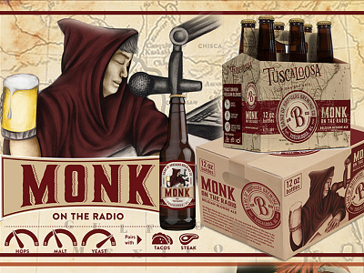 Branding for Brewing Co. alabama beer beer branding beerbottle branding branding and identity branding concept branding design brewery branding brewing brewing company illustration monk photoshop sixpack