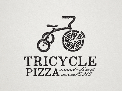 Logo design for Tricycle Pizza classic creative design distressed gourmet illustrator logo logo design old fashioned pizza pizza logo playful restaurant retro design rustic tricycle vector vintage