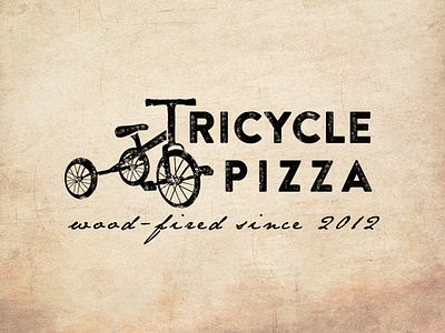 Logo design for Tricycle Pizza V_2 classic creative design creature distressed gourmet illustrator logo logodesign old fashioned playful quality restaurant retro design rustic they serve gourmet vector vintage