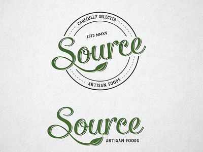 Logo design for Source Artisan Foods artisan classic emblem emblem logo food illustrator lettering literal logo logo design meal pots sandwich snacks vector