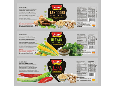 Label design for Swad - distinctly different classic cooking corn curry food ginger label label design labels literal paprika paste photoshop vegetables