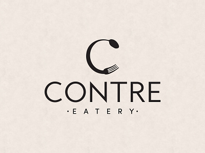 Logo design for Restaurant Contre clean design creative food food and drink fork illustrator letter c logo playful restaurant simple logo spoon symbol vector