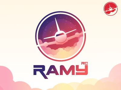 Ramy RC logo design airplane clouds digital flying logo rc remote control vector