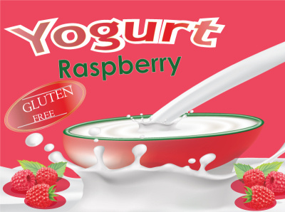 Gluten free Raspberry Yogurt sticker branding graphic design