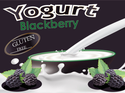 Gluten free Blackberry Yogurt Sticker branding graphic design