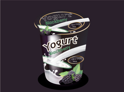 Gluten free Blackberry yogurt package. branding graphic design