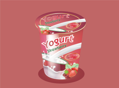 Gluten free Strawberry yogurt Package. branding graphic design