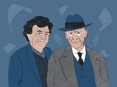 Kurt Vonnegut and Eugene Debs digital drawing eugene debs kurt vonnegut portrait writer