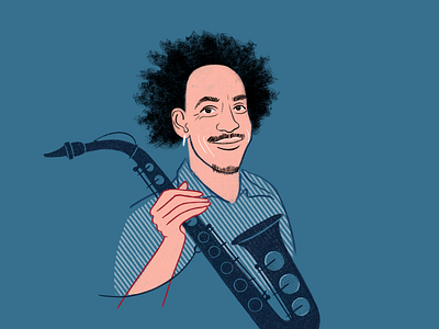 Jared Thompson digital drawing jared thompson portrait premium blend saxophone saxophonist