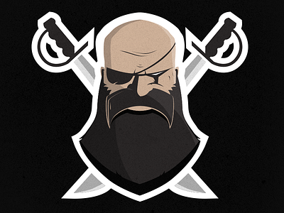 Blackbeard beard cartoon character flat hipster illustrator oakland pirate raiders swords vector