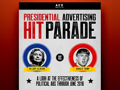 Political Hit Parade Infographic ace metrix ads democrats donald trump hillary clinton illustrator infographic newspaper politics republicans television video