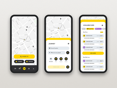 Cab App Design - Holler : Taxi app branding cab design mobile taxi ui ux
