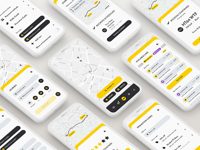 Cab App Design - Holler : Taxi app branding cab design flow illustration logo mobile taxi travel ui vector