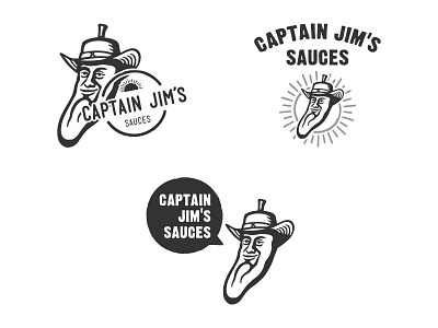 Captain Jim's caribbean character hot identity logo pepper process rebrand sauce