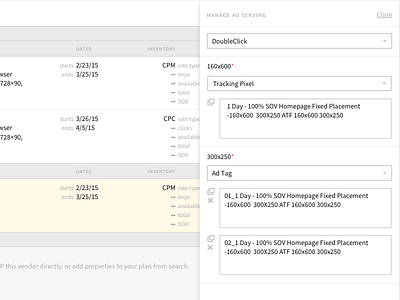 Ad Serving layout mapping platform ui