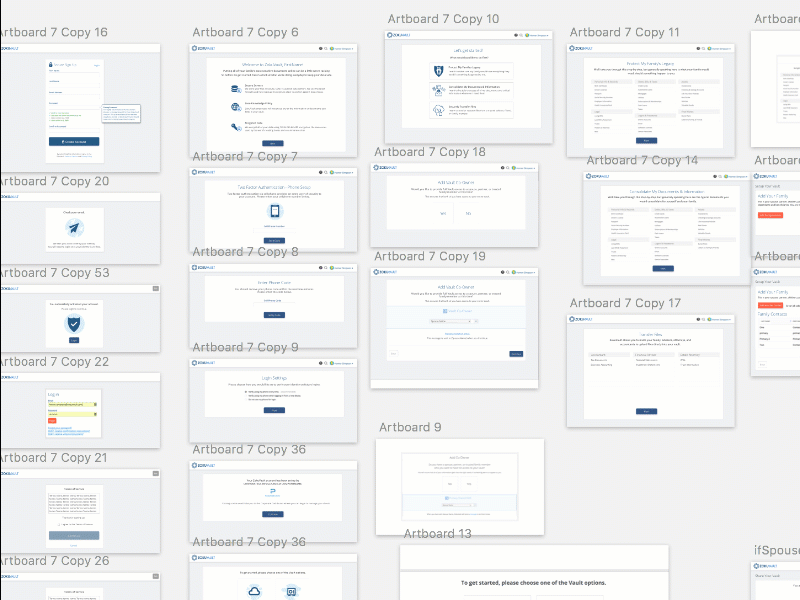 Designing ZokuVault On-boarding fin tech on boarding sketch