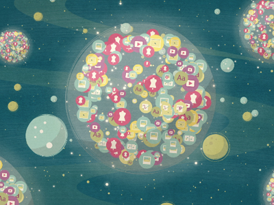 Inspiration Pool bubble circle cosmos creativepool creatives icons illustration network planets space vector work