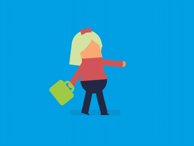 Off to School character vector walk cycle duik