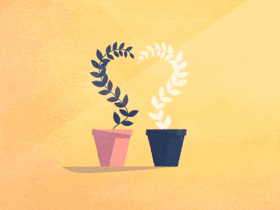 Plants microscope landscape moon love plants float animation gif illustration vector brain leaves