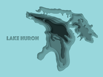 Lake Huron 3d blue drop shadow great lake huron illustrator lake lake huron lower peninsula michigan photoshop