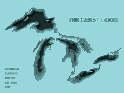 The Great Lakes 3d blue drop shadow great lake illustrator lakes lower peninsula michigan photoshop upper peninsula