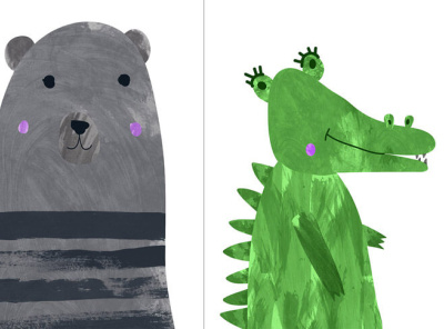 Cute Animal Designs alligator bear book childrens art graphic design illustartion kids kids art mixed media poster