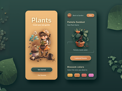 Children Gardening App - Concept app children cute design illustration kids plant ui