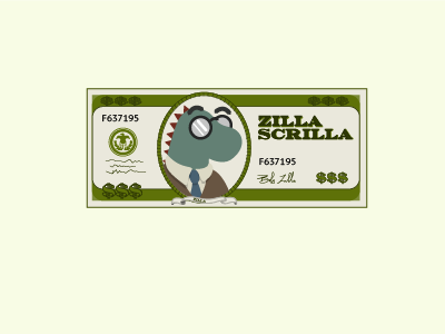 Zilla Scrilla dinosaur illustration money