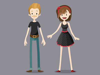 Rockabilly Kid boy character character design couple cute design girl illustration rockabilly vector