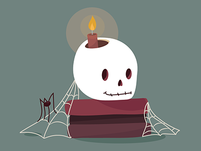 Light Reading book candle design halloween illustration skull spider vector web