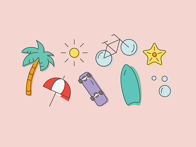 Beach Stickers beach icon illustration stickers vector