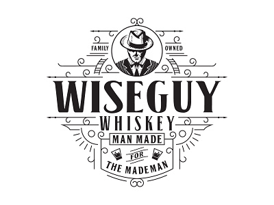 Logo man mobster in a hat industrial style label. alcohol art black white branding concept design designer gangster hat industrial logo logo logo design man mobster ornament retro logo typography vector whiskey whiskey and branding
