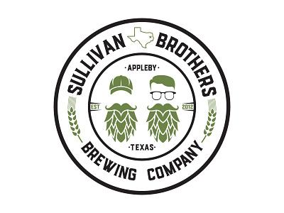 Logo two men with hop beards in a circular label