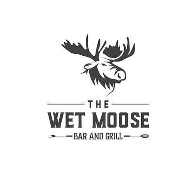Wet Moose animal bar bbq branding concept cooked design flat food grill icon illustration logo minimal moose nature vector